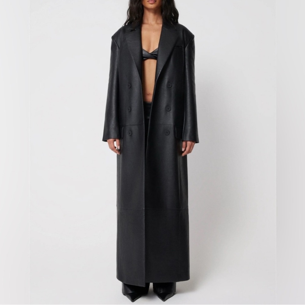 Khy Wardrobe Faux Leather Double Breasted Long Trench Coat NWT Fair Price · Firm